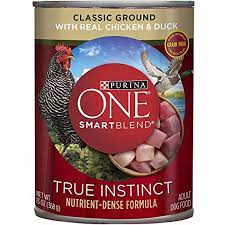 Purina One Smartblend True Instinct Classic Ground With Real Chicken Duck Dog Food 13 Oz Can You Can Click Dog Food Recipes Canned Dog Food Wet Dog Food