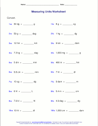 Metric Measuring Units Worksheets