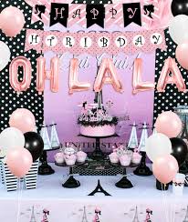 More images for paris birthday theme decorations » Paris Birthday Party Decorations Supplies Paris Happy Birthday Banner Cake Topper Rose Gold Oh La La Letter Balloons Balloons Amazon Canada