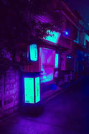 Kyoto Japan Aesthetic Japan Kyoto Blue Neon Lights Neon Aesthetic Dark Purple Aesthetic