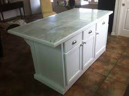 Marble Tile Top Kitchen Island From Repurposed Cabinets Kitchen Tops Home Decor Kitchen