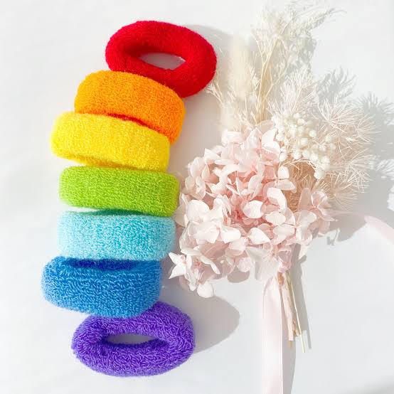 Rainbow Pastel Hair Ties: Thick Ponytail Holders, 7 Pieces - Etsy