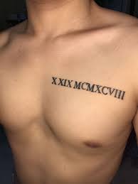 It is ideal for those who contemplate life, death, mortality, and our fleeting existence in this world. Roman Numerals Chest Tattoo Chest Tattoo Men Chest Tattoo Tattoos