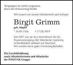 Traueranzeigen Von Birgit Grimm Www Abschied Nehmen De
