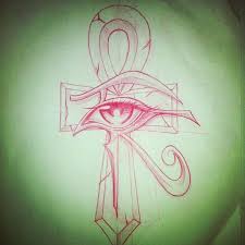 Red Ink Eye Of Horus Ankh Tattoo Design Ankh Tattoo Egyptian Tattoo Egypt Tattoo