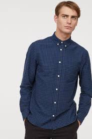 Regular Fit Oxford Shirt Dark Blue Checked Men H M Us Fitted Oxford Shirt Oxford Shirt Shirts