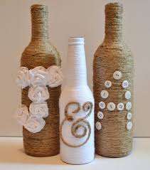 Twine Yarn Wrapped Wine Bottles Upcycled Hearts And Roses Weinflaschen Basteleien Weinflasche Verpackung Basteln Mit Flaschen