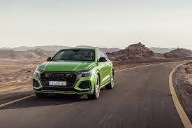 Audi Rs Q8 Flexes Serious German Muscle With 592 Hp Mild Hybrid Twin Turbo V 8 The Drive Audi Rs Audi Twin Turbo