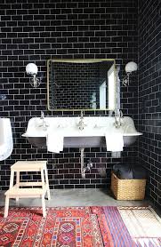 Warming Up A Black Tiled Bathroom Juniper Home Black Tile Bathrooms Bathroom Inspiration Black Subway Tiles