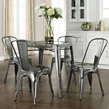 Crosley 5 Piece Amelia Dining Set In Galvanized Dining Table In Kitchen Dining Room Sets Industrial Dining Chairs