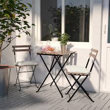 Tarno Table 2 Chairs Outdoor Black Acacia Gray Brown Stained Light Brown Stained Steel Ikea Outdoor Dining Furniture Outdoor Tables And Chairs Bistro Set