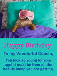 Male Happy Birthday Cousin Images For Him Beauty Sleep Puppy Funny Birthday Card For Cousin Birthday Greeting Cards By Davia Birthday Humor Funny Birthday Cards Birthday Wishes Funny