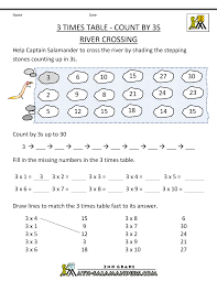 3 Times Tables Worksheet Count By 3s River Crossing Gif 1 000 1 294 Bildepunkter Times Tables Worksheets Times Table Worksheets Printable Times Tables