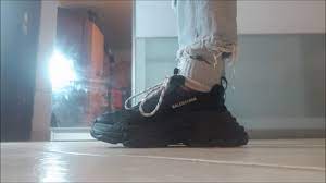 Enjoy free shipping on select retailers. Balenciaga Triple S Black Pre Distressed Unboxing On Feet Youtube