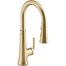 Pairing a classic bridge design with bold new touches, this purist kitchen faucet combines. Kohler K 23764 2mb Vibrant Brushed Moderne Brass Tone 1 5 Gpm Single Hole Pull Down Kitchen Faucet Faucetdirect Com