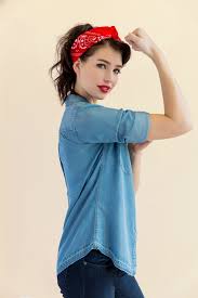 Recreate an outfit inspired by a historical feminist icon with this rosie the riveter costume tutorial covering her hair, bandana, and outfit. Picking Out The Perfect Halloween Costume