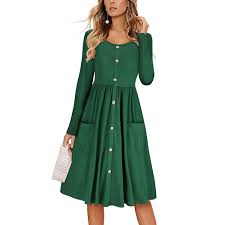 Button Down Midi Swing Dress