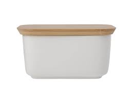 Premium borosilicate glass to see what's inside. White Basics Butter Dish Bamboo Lid 16x11x9cm Maxwell Williams