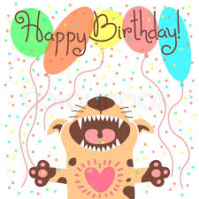 Cute happy birthday card with funny ... | Stock vector | Colourbox