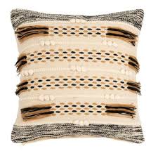 Housse De Coussin En Coton Tisse Ecru Noir Et Beige A Franges 40x40 Maisons Du Monde En 2020 Housse De Coussin Coton Tisse Coussin