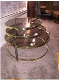The decorative steel along the sides makes the bottom of the coffee table look both open and closed at the same time. Home Garden Furniture Accent 3 Tier Coffee Table Small Round Vintage Mid Century Modern Steel Frame Home Garden