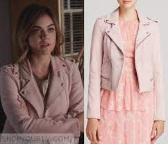Pretty Little Liars Season 6 Episode 12 Aria S Pink Leather Jacket Shop Your Tv Pretty Little Liars Fashion Pink Leather Jacket Pretty Little Liars Outfits
