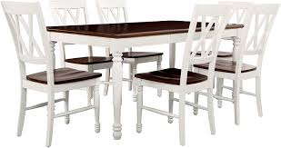 Check spelling or type a new query. Amazon Com Crosley Furniture Shelby Dining Table Set With Extension Leaf 7 Piece 6 Chairs Distressed White Table Chair Sets
