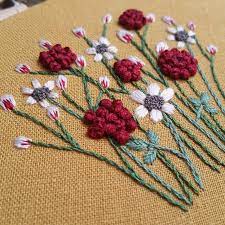 Big French Knots And Little French Knots I Used All Six Strands Of Cotton Dmc Floss For The Deep Red O French Knot Stitch French Knot Embroidery French Knots