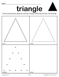 12 Shapes Worksheets Color Trace Connect Draw Shape Worksheets For Preschool Triangle Worksheet Shapes Worksheets
