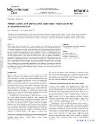 Ontario safety products provides one of the most competitive and. Pdf Patient Safety And Professional Discourses Implications For Interprofessionalism Paula Rowland Academia Edu