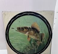 Vintage Metal Serving Tray Blank Of Walleye Fish James L ...