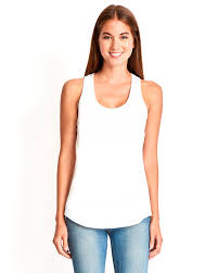 Next Level 6338 White Ladies Gathered Racerback Tank