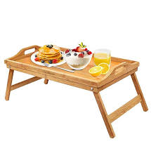 Cozihoma Breakfast Tray Bamboo Bed Tray Table With Foldable Legs Portable Laptop Tray Snack Tray For Food Serving Bed Readi Breakfast Tray Bed Tray Dinner Tray