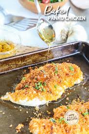 A healthy take on fried chicken, this panko breaded chicken breast is baked in the oven. Baked Panko Chicken With Honey Drizzle Easy Family Recipes