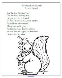 Frisky Little Squirrel Song Follow Link For More Free Printable Fall Poems And Songs Preschool Songs Poetry For Kids Kindergarten Poems