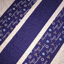 Hanukkah Table Runner Quilt Blue White Chanukah Happy Etsy Quilted Table Runners Fall Table Runners Blue Quilts
