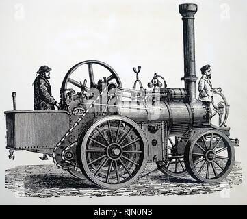 Illustration showing steam road locomotive with chain drive. 1888 Stock Photo - Alamy