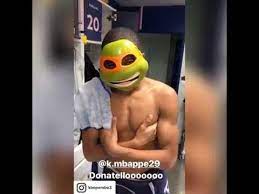 So two fans dressed as them fan onto the field. Thiago Silva Gets Kylian Mbappe A Michelangelo Ninja Turtles Mask For His Birthday Youtube