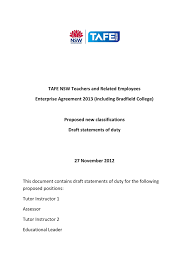 Tafe Nsw Teachers And Related Employees Enterprise Agreement