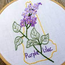 New Hampshire State Flower Hand Embroidery Pattern Purple Lilac Embroidery Embroidery Patterns Hand Embroidery