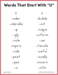 As it is known only from fragments inscribed on stone, it is impossible to accurately translate all names, words and phrases into primitive irish and then into ogham. Words That Start With U For Kindergarten Primarylearning Org