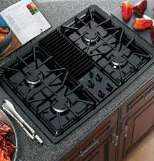 ge profile built in downdraft gas modular cooktop pgp990denbb glass metal kitchen cart