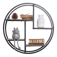 Diy craft paint organizer from sugar bee crafts. Retro Round Wall Unit Wood Metal Hanging Shelf Office Sundries Art Storage Rack Home Wooden Decorative Craft Holder 4 Partitions Buy At The Price Of 36 02 In Aliexpress Com Imall Com