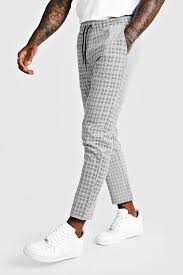 Ultra comfortable men's joggers to make the most of your casual look. Skinny Summer Windowpane Check Smart Jogger Pants Boohooman
