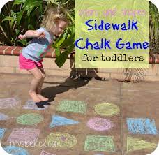 Colors And Shapes Sidewalk Chalk Game For Toddlers Outdoor Activities For Toddlers Sidewalk Chalk Games For Toddlers Toddler Activities