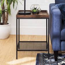 Frankie Wood Tray Top Dark Walnut End Table By River Street Designs Walmart Com Wood Tray End Tables Square Side Table Wood