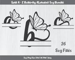 Download Butterfly Split Monogram Svg Alphabet Butterfly Split Etsy In 2021 Monogram Fonts Monogram Alphabet Monogram Svg