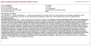 How to get your application noticed. Home Economics Teacher Cover Letter