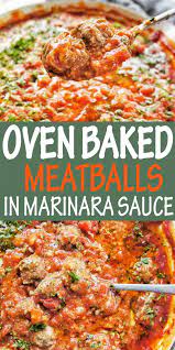 Oven Baked Meatballs In Marina Sauce In 2020 Chicken Meatball Recipes Baked Meatballs In Sauce Meatball Bake
