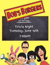 Nov 04, 2021 · 'bob's burgers' is an animated show about a family named the belchers who run a hamburger restaurant. Trivia Tuesday Bobs Burgers One Allegiance Brewing Chicago Ridge 15 June 2021